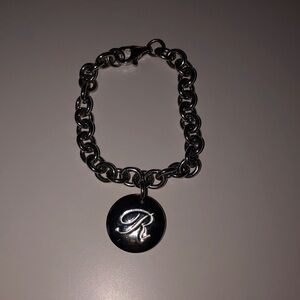 💜 Sterling Silver Bracelet with R Pendant